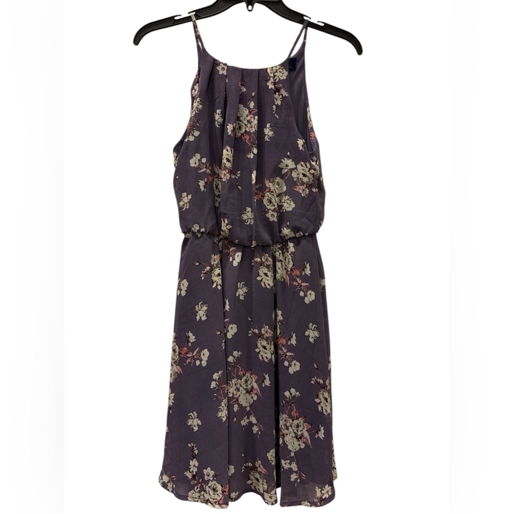 Blue Rain Floral Kids Dress in Purple and Cream